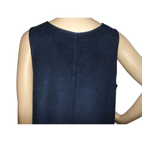 Southern Lady Jumper Dress Womens MP medium petite Navy Blue Long Midi corduroy - Picture 8 of 10
